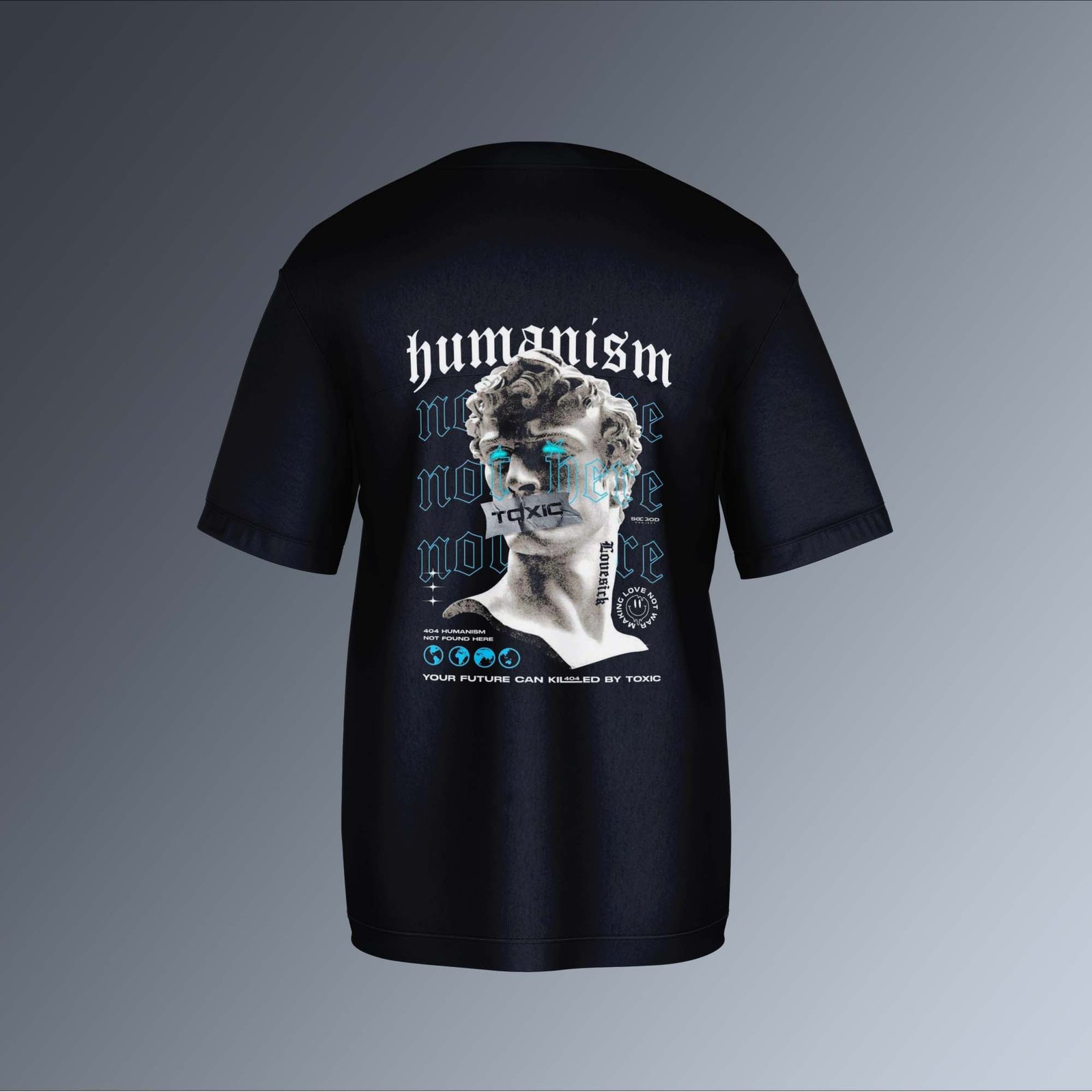 Graphic Black T-Shirt with 'Humanism' Text: A Bold Statement Piece